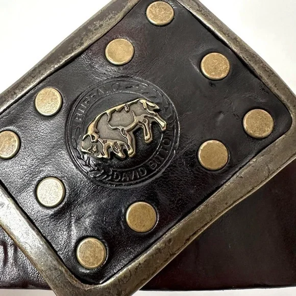 WESTERN BROWN LEATHER METAL BUCKLE BELT By Buffalo David Bitton Cowboy Size/S - Picture 4 of 8